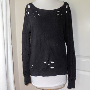 Pam & Gela Original Juicy Couture Love P&G Black Distressed Holes Sweatshirt S